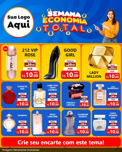 Modelo de Rede Social para Feed Instagram com o tema Semana Economia Total para Perfumes