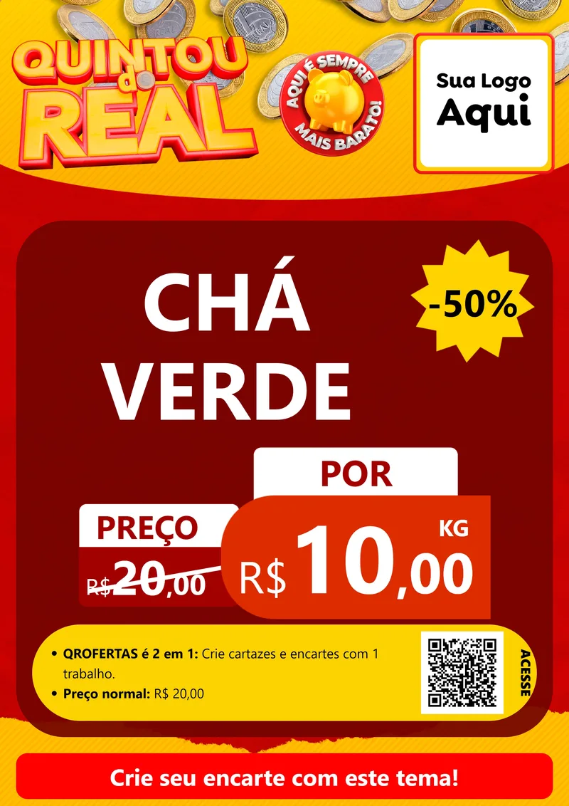 Modelo de Cartaz para Cartaz A4 Vertical com o tema Quintou do Real para Produtos Naturais