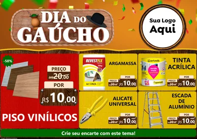 Modelo de Encarte para Encarte A4 Horizontal com o tema Dia do Gaúcho para Material para Construção