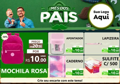 Modelo de Encarte para Encarte A4 Horizontal com o tema Mês dos Pais para Papelaria