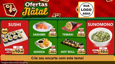Modelo de TV para TV Horizontal com o tema Ofertas de Natal para Comida japonesa