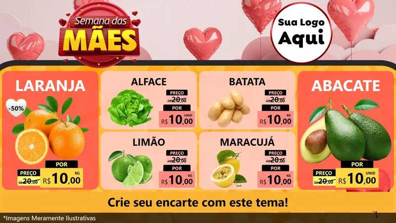 Modelo de TV para TV Horizontal com o tema Semana das Mães para Hortifrúti