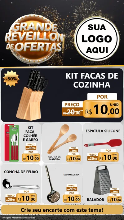 Modelo de Rede Social para Stories com o tema Grande Réveillon de Ofertas para Utilidades Domésticas