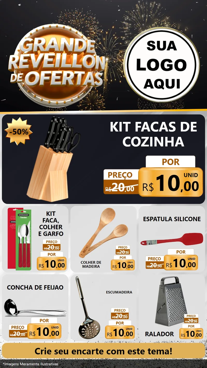 Modelo de Rede Social para Stories com o tema Grande Réveillon de Ofertas para Utilidades Domésticas