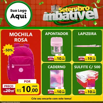 Modelo de Rede Social para Feed Facebook com o tema Setembro Imbatível para Papelaria