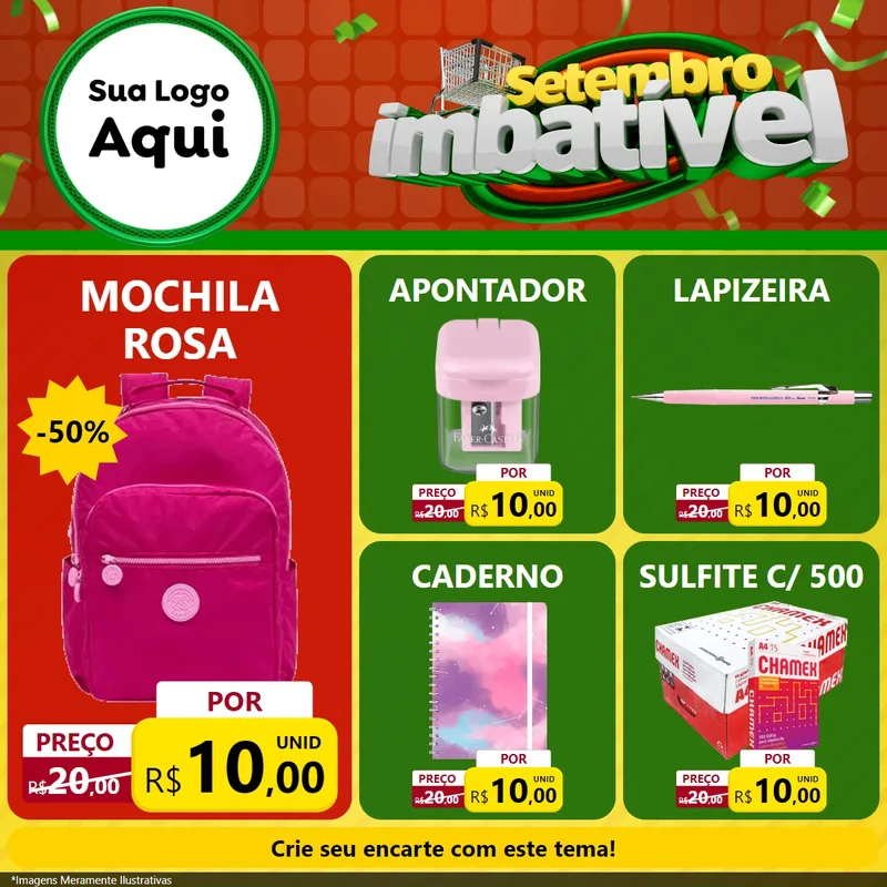 Modelo de Rede Social para Feed Facebook com o tema Setembro Imbatível para Papelaria