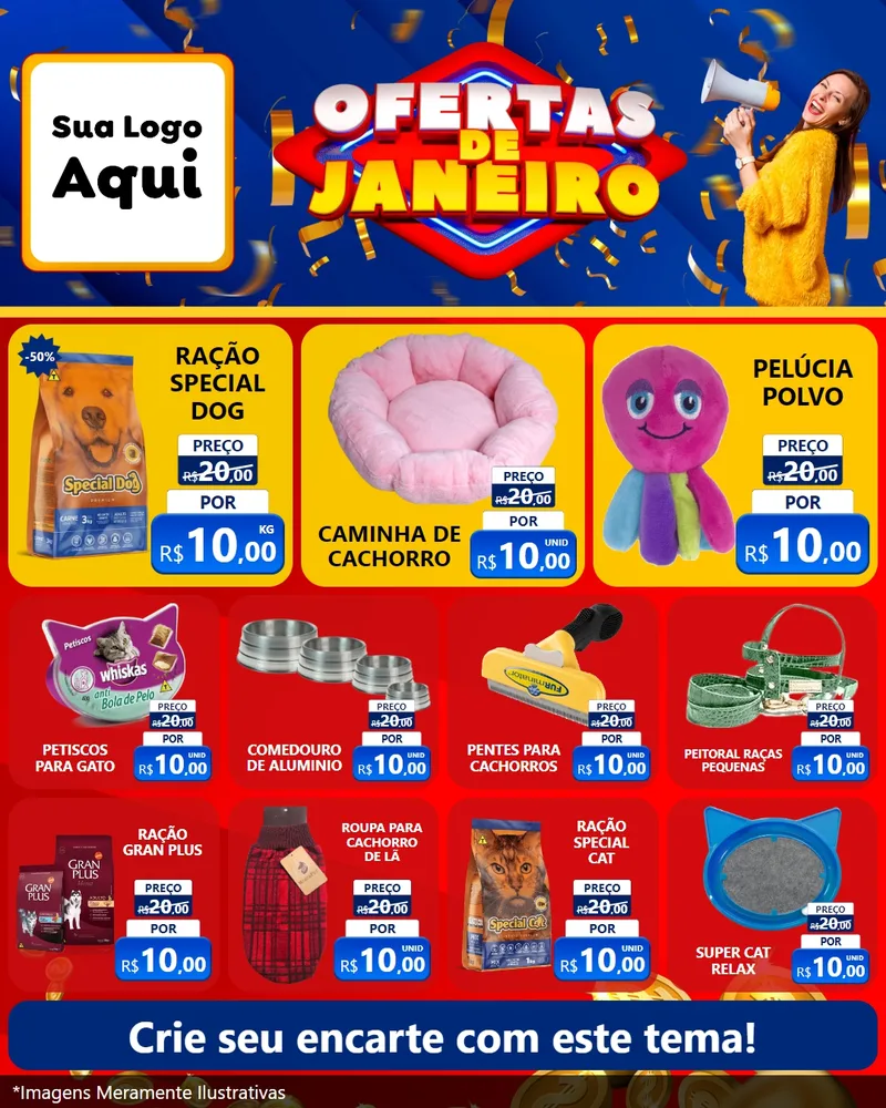 Modelo de Rede Social para Feed Instagram com o tema Ofertas de Janeiro para Pet Shop
