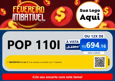 Modelo de Cartaz para Cartaz A4 Horizontal com o tema Fevereiro Imbatível para Concessionaria de Motos