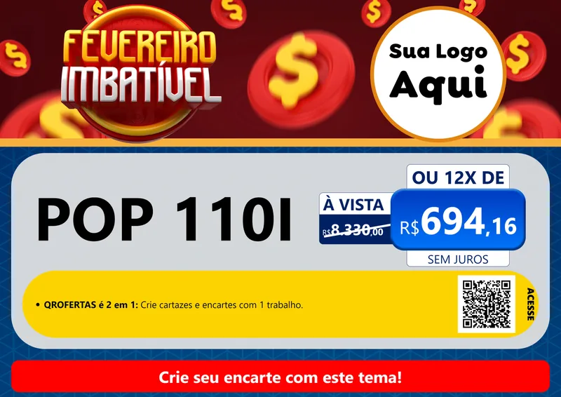 Modelo de Cartaz para Cartaz A4 Horizontal com o tema Fevereiro Imbatível para Concessionaria de Motos