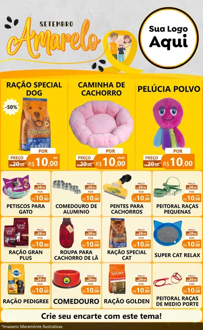 Modelo de Encarte para Encarte Grande com o tema Setembro Amarelo para Pet Shop