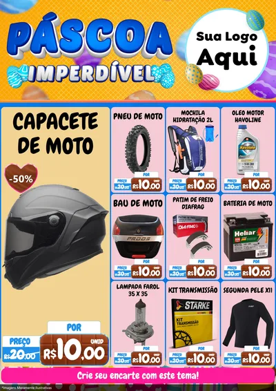 Modelo de Encarte para Encarte A4 Vertical com o tema Páscoa Imperdível para Moto peças