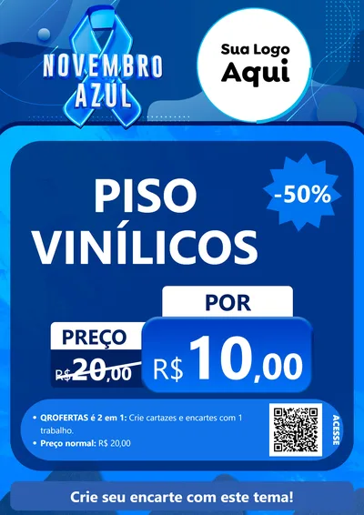 Modelo de Cartaz para Cartaz A4 Vertical com o tema Novembro Azul para Material para Construção