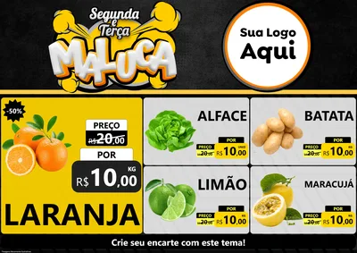 Modelo de Encarte para Encarte A4 Horizontal com o tema Segunda e Terça Maluca para Hortifrúti