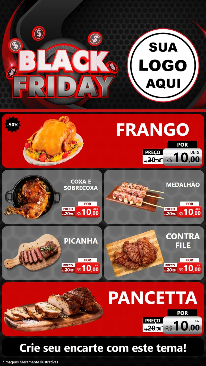 Modelo de TV para TV Vertical com o tema Black Friday para Assados