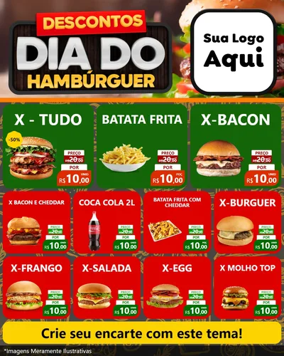 Modelo de Rede Social para Feed Instagram com o tema Descontos Dia Do Hambúrguer para Hamburgueria