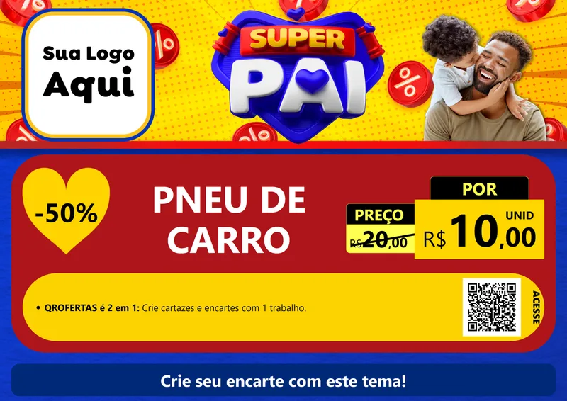Modelo de Cartaz para Cartaz A4 Horizontal com o tema Super Pai para Auto peças