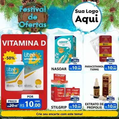 Modelo de Rede Social para Feed Facebook com o tema Festival de Ofertas - Inverno para Farmácia