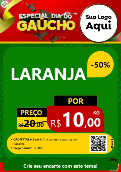 Modelo de Cartaz para Cartaz A4 Vertical com o tema Especial Dia do Gaúcho para Hortifrúti