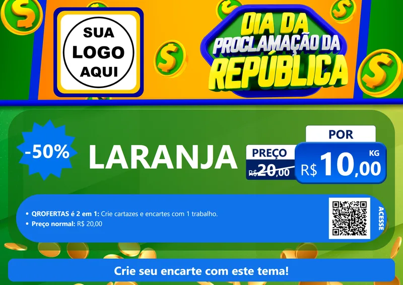 Modelo de Cartaz para Cartaz A4 Horizontal com o tema Dia Da Proclamação da República para Hortifrúti