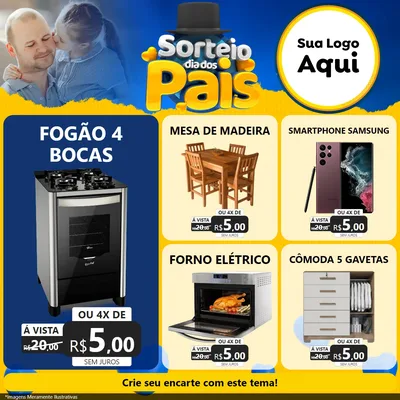 Modelo de Rede Social para Feed Facebook com o tema Sorteio Dia Dos Pais para Móveis e Eletro