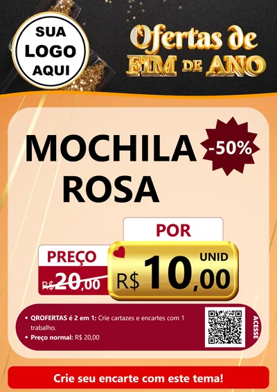 Modelo de Cartaz para Cartaz A4 Vertical com o tema Ofertas de Fim de Ano para Papelaria