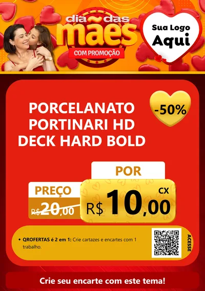 Modelo de Cartaz para Cartaz A4 Vertical com o tema Dia das Mães com Promoção para Pisos e revestimentos