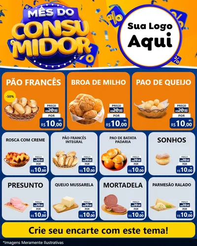 Modelo de Rede Social para Feed Instagram com o tema Mês do Consumidor para Padaria