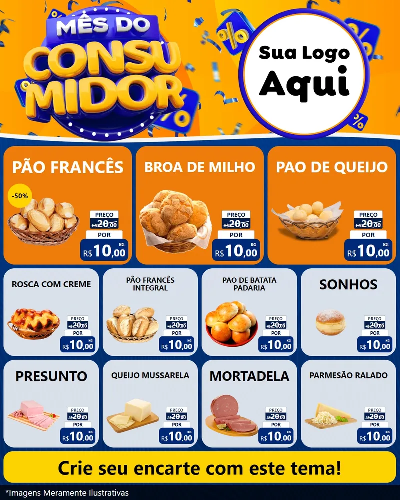 Modelo de Rede Social para Feed Instagram com o tema Mês do Consumidor para Padaria