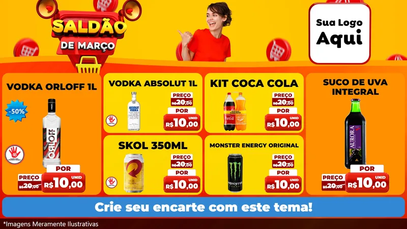 Modelo de TV para TV Horizontal com o tema Saldão de Março para Distribuidora de bebidas