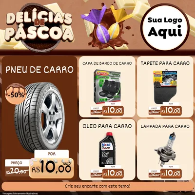 Modelo de Rede Social para Feed Facebook com o tema Delícias de Páscoa para Auto peças