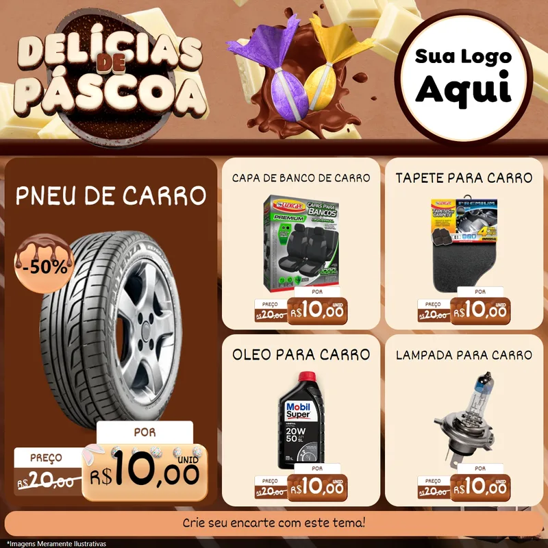 Modelo de Rede Social para Feed Facebook com o tema Delícias de Páscoa para Auto peças
