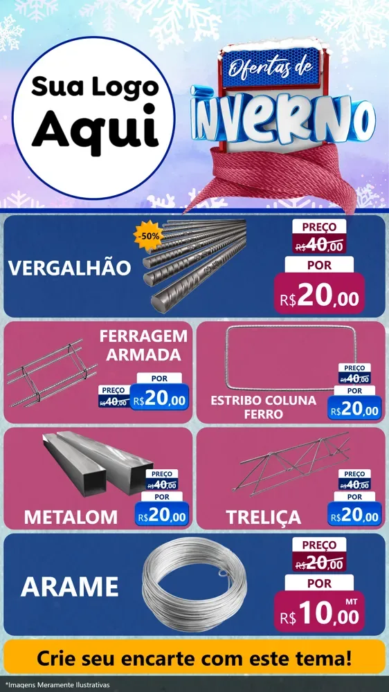 Modelo de TV para TV Vertical com o tema Ofertas de Inverno para Ferragens