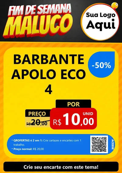 Modelo de Cartaz para Cartaz A4 Vertical com o tema Final de Semana Maluco para Armarinho e Aviamentos