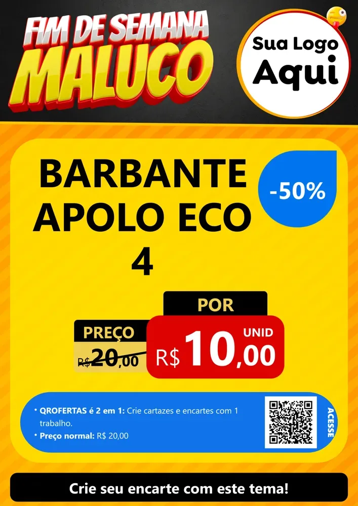 Modelo de Cartaz para Cartaz A4 Vertical com o tema Final de Semana Maluco para Armarinho e Aviamentos