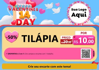 Modelo de Cartaz para Cartaz A4 Horizontal com o tema Valentine's Day para Peixaria