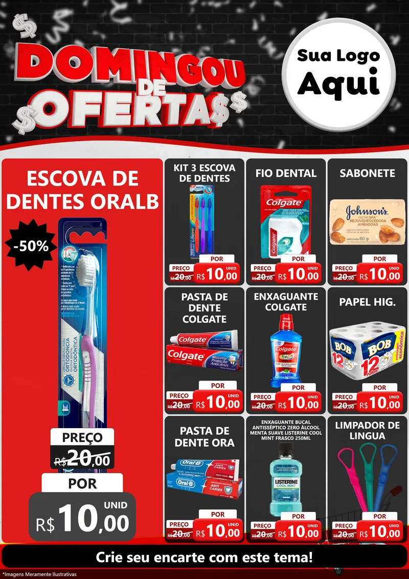 Modelo de Encarte para Encarte A4 Vertical com o tema Domingou de Ofertas para Higiene Pessoal