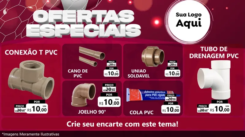 Modelo de TV para TV Horizontal com o tema Ofertas Especiais - Futebol para Tubos e conexões