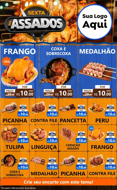 Modelo de Encarte para Encarte Grande com o tema Sexta dos Assados para Assados
