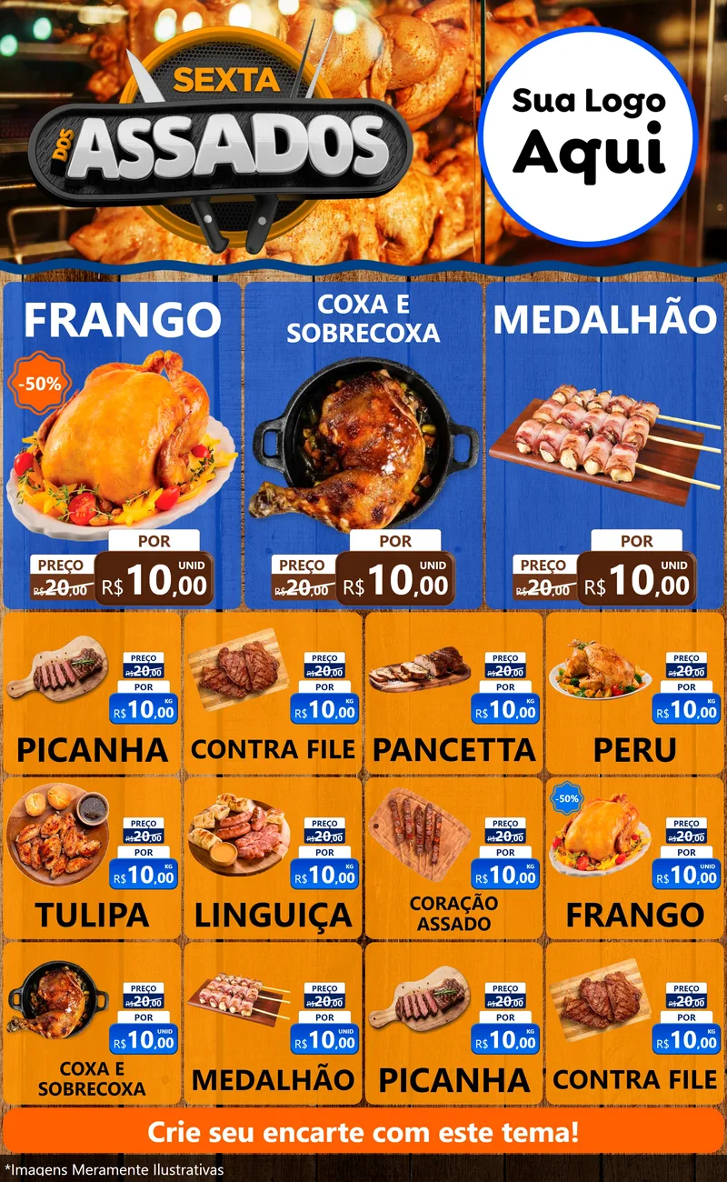 Modelo de Encarte para Encarte Grande com o tema Sexta dos Assados para Assados