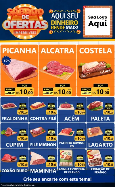 Modelo de Encarte para Encarte Grande com o tema Sábado de Ofertas Imperdíveis para Açougue