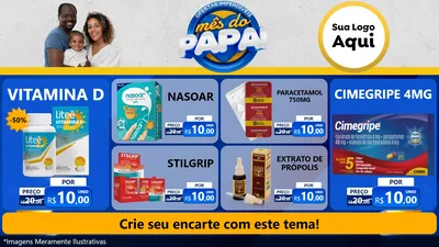 Modelo de TV para TV Horizontal com o tema Ofertas Imperdíveis Mês Do Papai para Farmácia