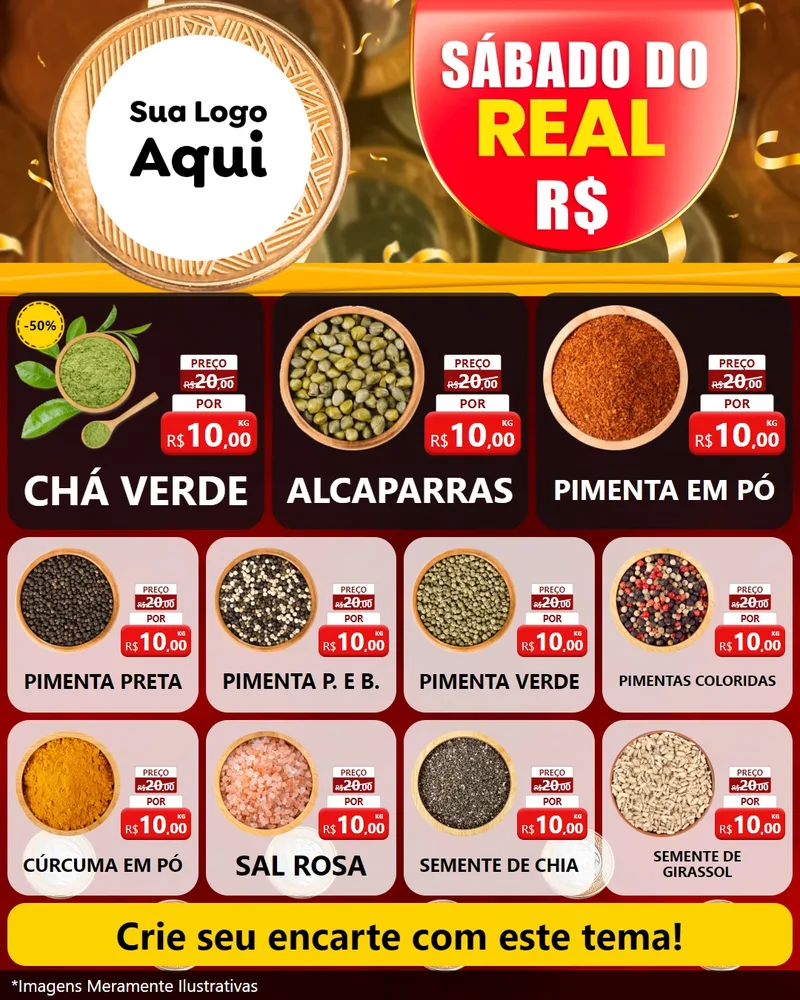 Modelo de Rede Social para Feed Instagram com o tema Sábado do Real para Produtos Naturais
