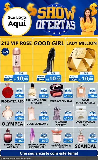 Modelo de Encarte para Encarte Grande com o tema Show de Ofertas para Perfumes