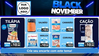 Modelo de TV para TV Horizontal com o tema Black November para Peixaria