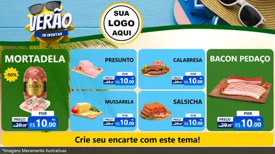 Modelo de TV para TV Horizontal com o tema Verão de Ofertas para Frios e Laticínios