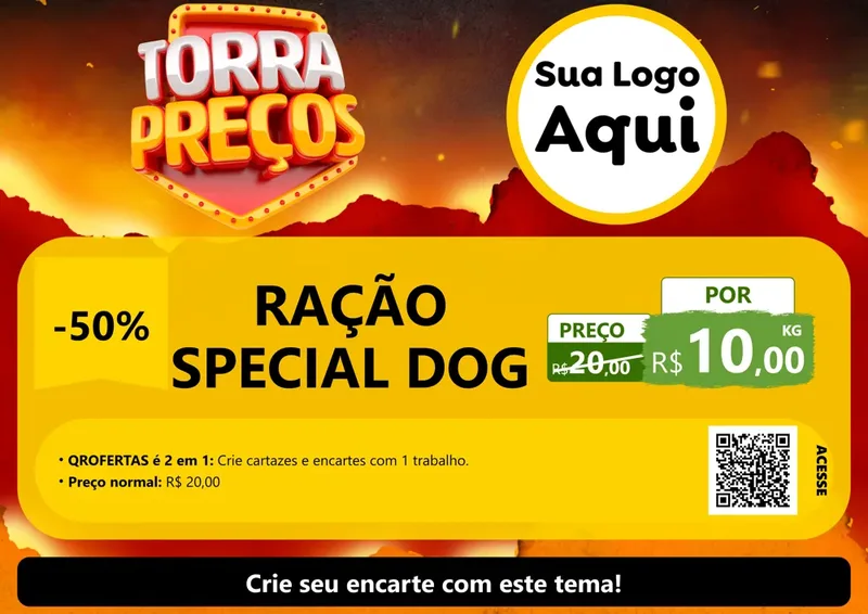 Modelo de Cartaz para Cartaz A4 Horizontal com o tema Torra Preços para Pet Shop