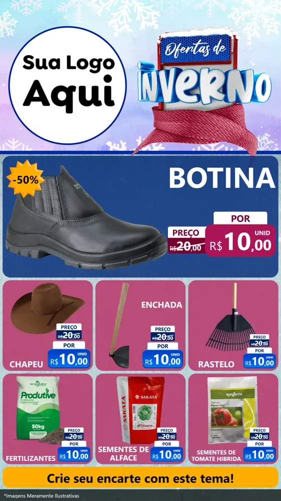Modelo de Rede Social para Stories com o tema Ofertas de Inverno para Agropecuária