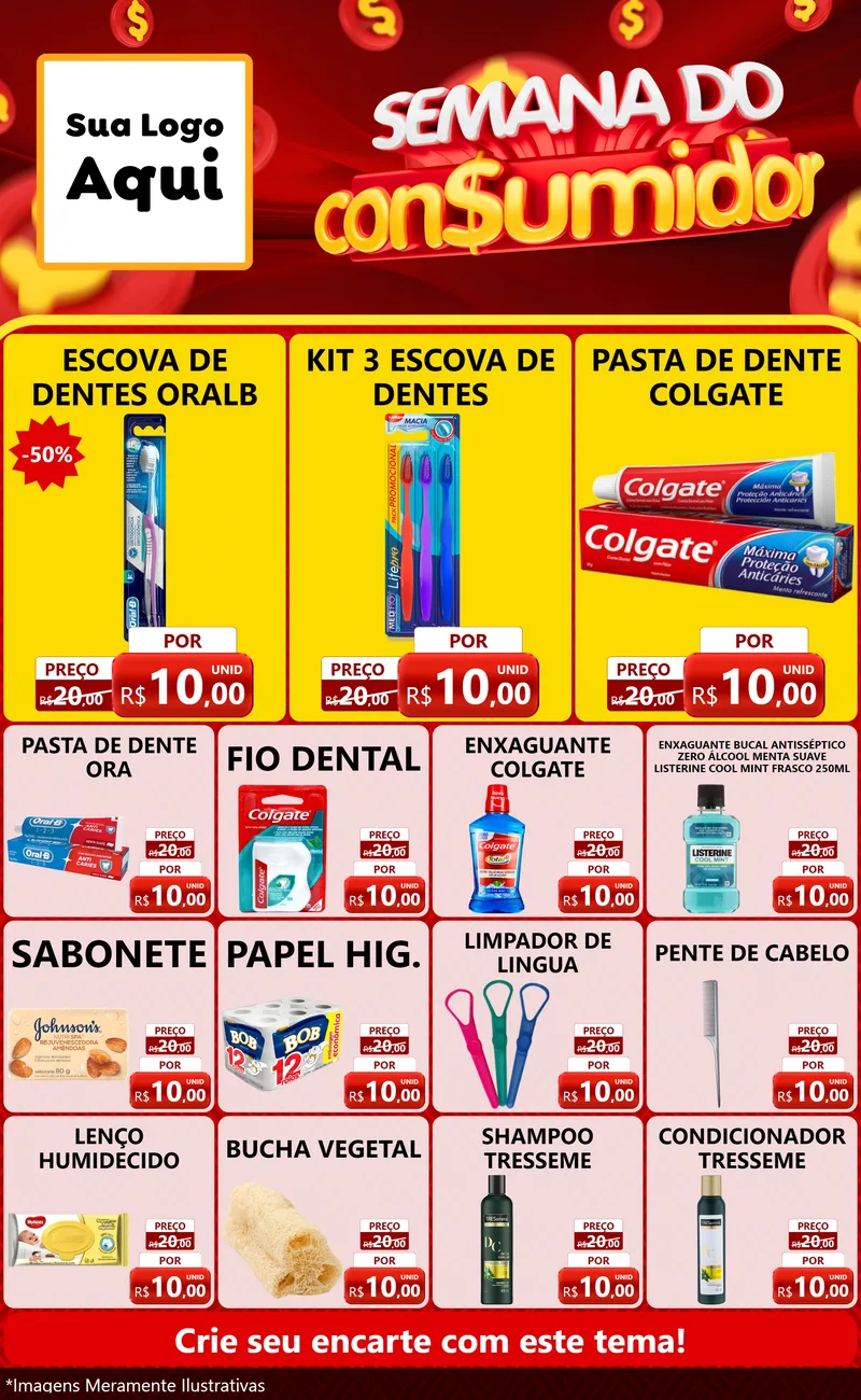 Modelo de Encarte para Encarte Grande com o tema Semana do Consumidor para Higiene Pessoal