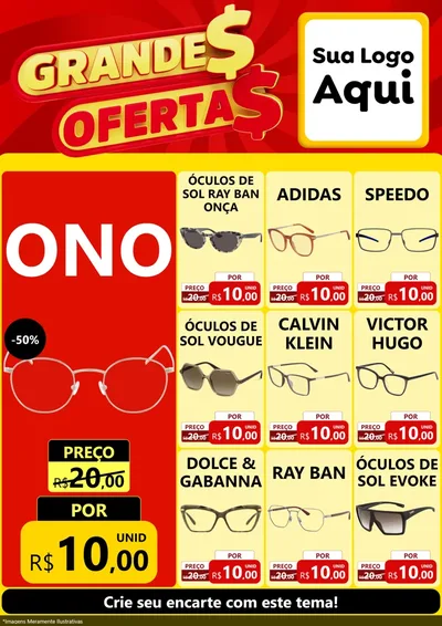 Modelo de Encarte para Encarte A4 Vertical com o tema Grandes Ofertas para Óticas