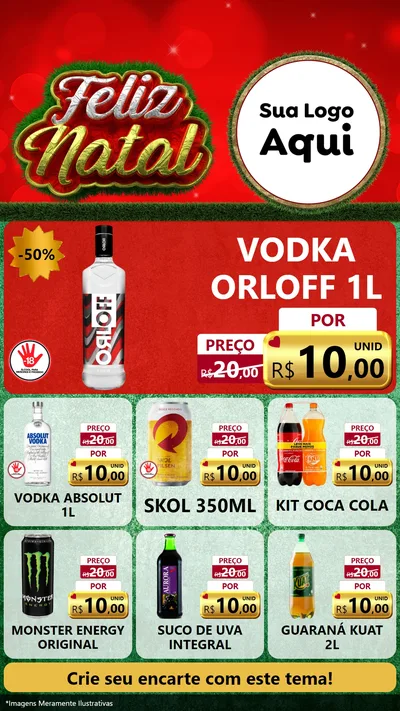 Modelo de Rede Social para Stories com o tema Feliz Natal para Distribuidora de bebidas